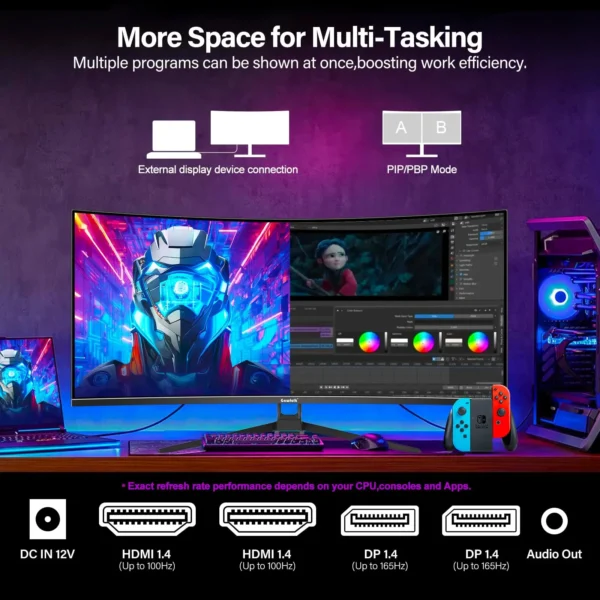 Gawfolk 34" Ultrawide Curved Gaming Monitor 165Hz WQHD - Image 2