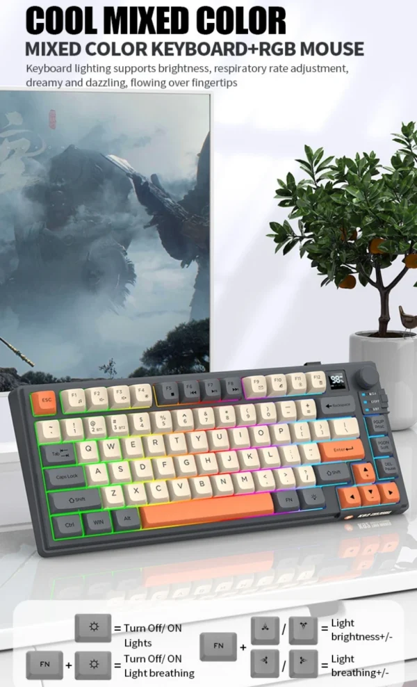 Wireless 80% Keyboard & Mouse Set – Multi-Language Backlit - Image 5
