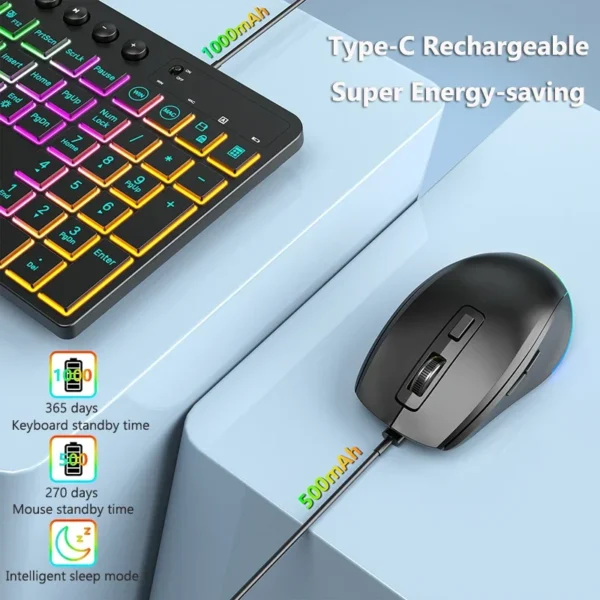 2.4G RGB Wireless Keyboard & Mouse Combo – Rechargeable - Image 5