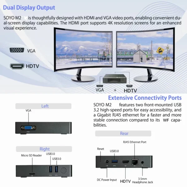 SOYO M2 Mini PC Intel N3350 6GB RAM 64GB Win11 - Image 4