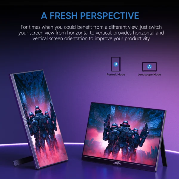 ARZOPA 16.1" 144Hz Portable Gaming Monitor IPS HDR - Image 4
