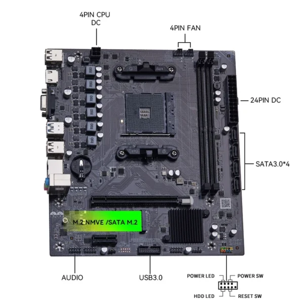 QIYIDA B450 AM4 DDR4 Motherboard with M.2 NVMe - Image 6