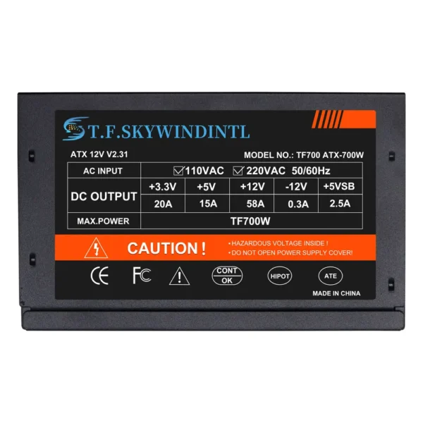 T.F.SKYWINDINTL 700W ATX Gaming Power Supply PSU - Image 3