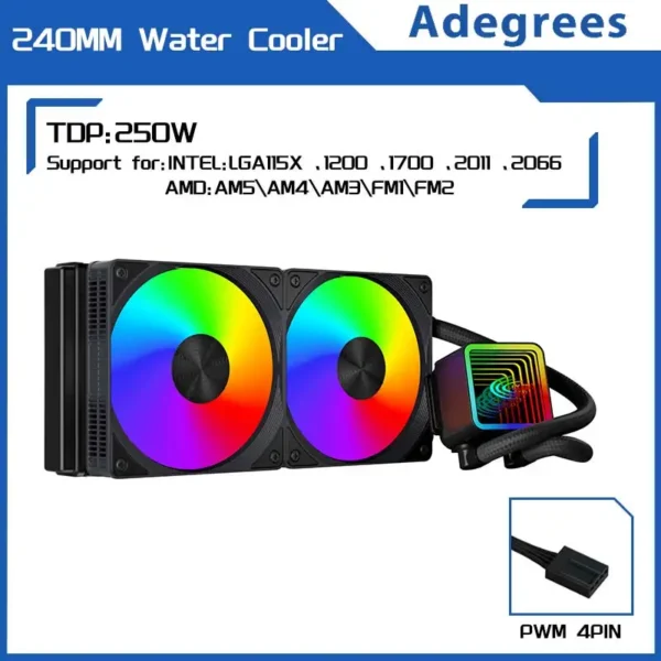 adegrees X240 240mm ARGB Liquid CPU Cooler – Intel/AMD - Image 7