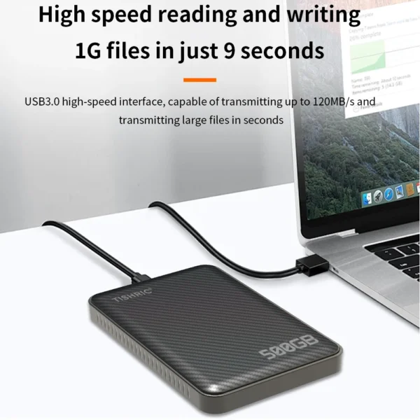 TISHRIC Portable SSD External Hard Drive USB 3.0 – 500GB - Image 2