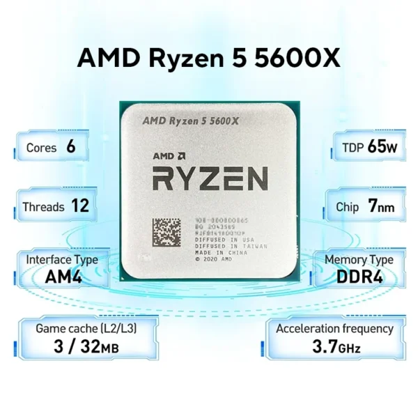 AMD Ryzen 5 5600X 6-Core 12-Thread 4.4GHz CPU - Image 2