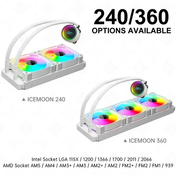 COOLMOON 360mm ARGB Liquid CPU Cooler with Display - Image 2