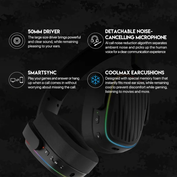 FANTECH Harmony WHG02 RGB Wireless Gaming Headset - Image 2