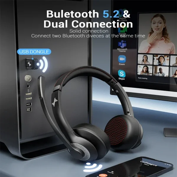 JIAMQISHI EH02U Wireless ANC Headset with Mic & USB Dongle - Image 3