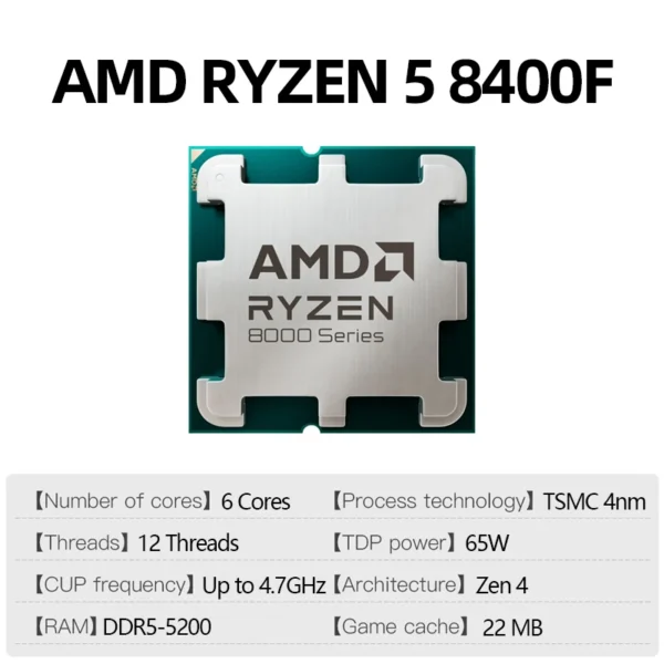 AMD Ryzen 5 8400F 6-Core 12-Thread 4.7GHz CPU - Image 3