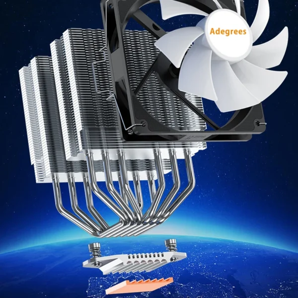 Adegres LX-620S ARGB CPU Tower Cooler 6 Heatpipes - Image 4