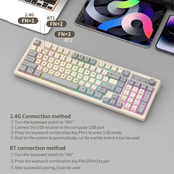 Dual-Mode RGB Wireless Keyboard & Mouse Set – Gaming - Image 3