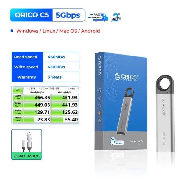 ORICO Portable SSD 128GB–2TB USB-C High-Speed Drive - Image 8