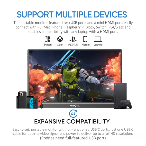 ARZOPA 16" 2K IPS Portable Monitor with HDR10 - Image 4