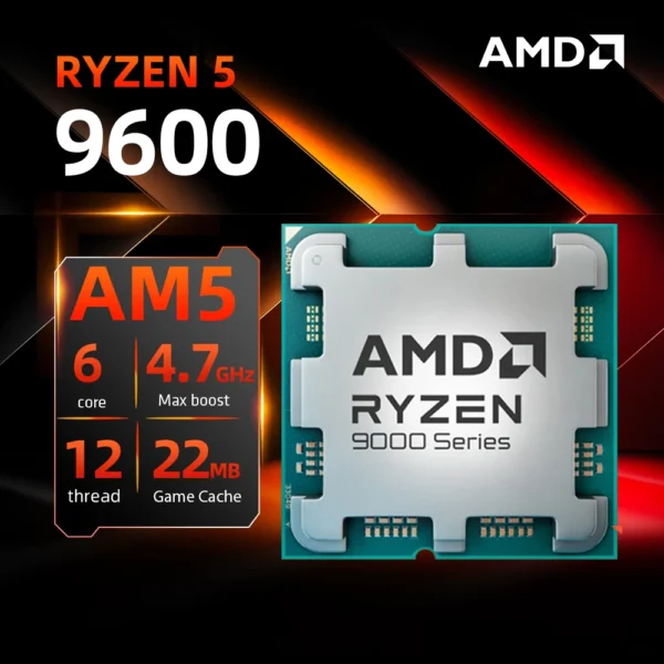 AMD Ryzen 5 9600 6-Core 12-Thread 5.2GHz CPU - Image 2