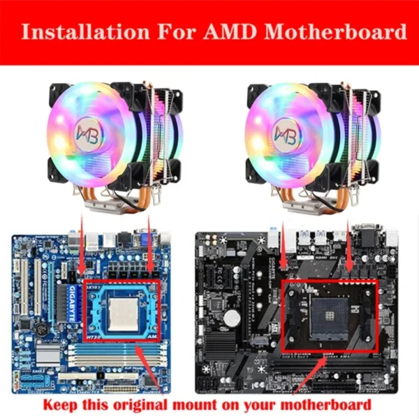 Wovibo WB-2A Silent CPU Cooler 90mm Dual Heatpipe - Image 6