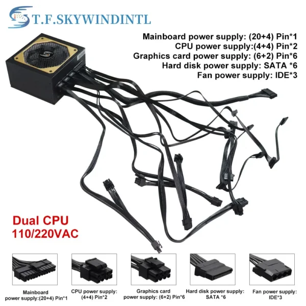 T.F.SKYWINDINTL 1000W Gold ATX Full Modular PSU - Image 5