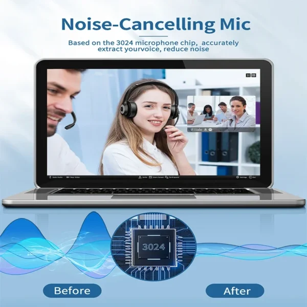 JIAMQISHI EH02U Wireless ANC Headset with Mic & USB Dongle - Image 4