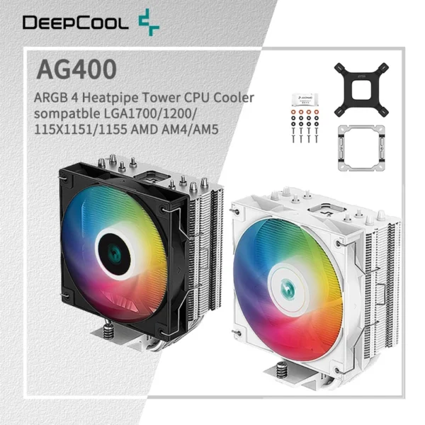 DEEPCOOL AG400 ARGB CPU Cooler 4 Heatpipes 220W - Image 2
