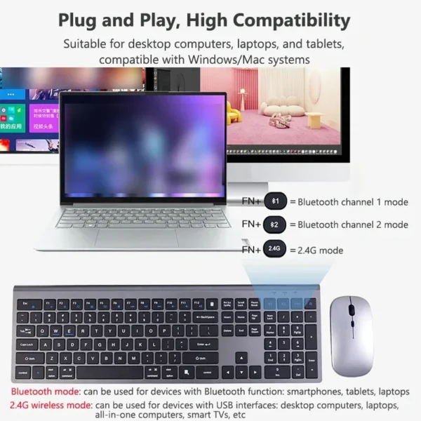 Luxuglow Bluetooth Wireless Keyboard & Mouse Combo - Image 2