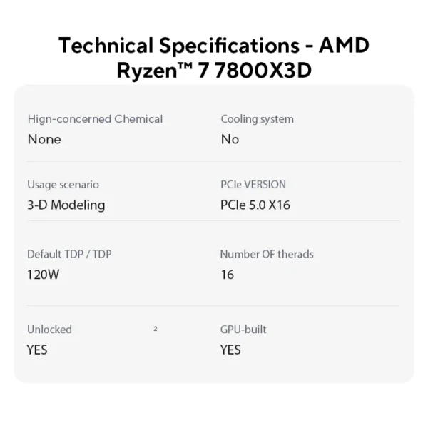 AMD Ryzen 7 7800X3D 8-Core 16-Thread 5.0GHz CPU - Image 5