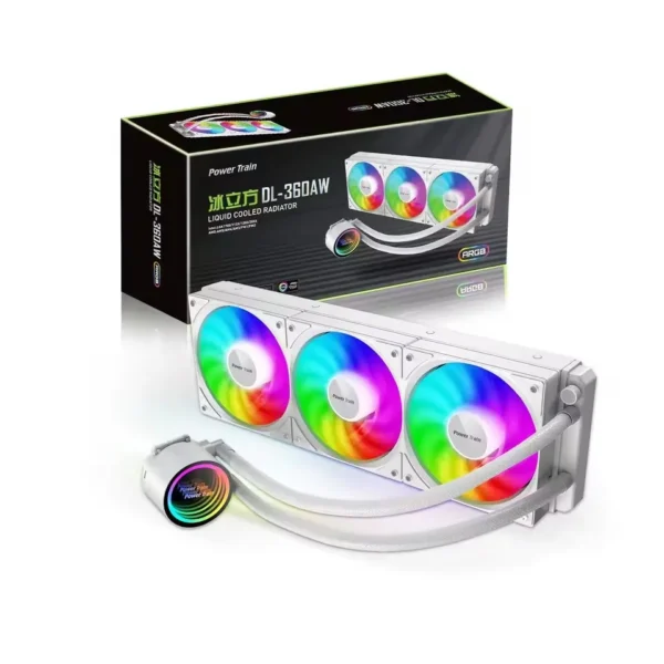 Power Train DL-240A ARGB Liquid CPU Cooler – White/Black - Image 6