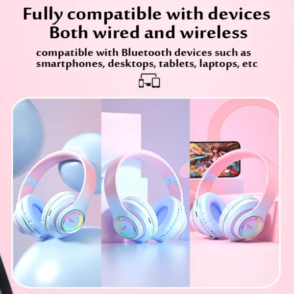 Kids Bluetooth Headphones with Mic & LED Lights – GUZMYYF - Image 2