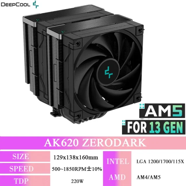 DeepCool AK620 ZERO DARK 6-Heatpipe CPU Cooler - Image 9