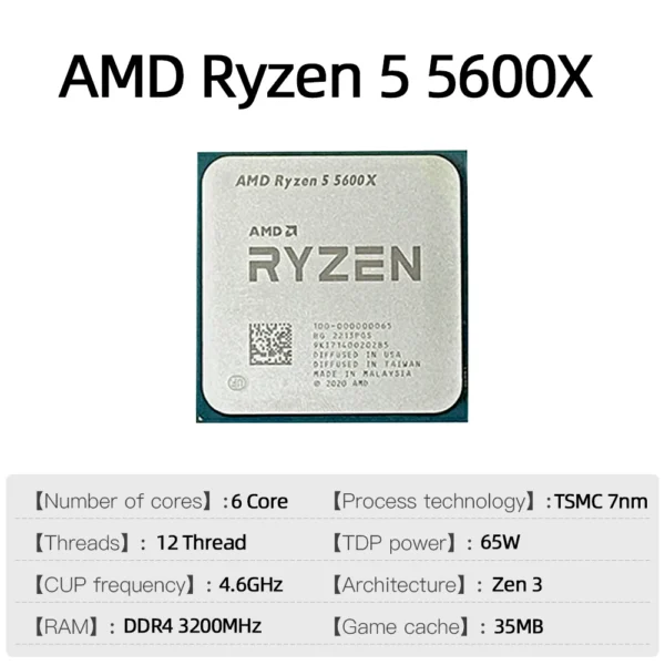 Buy AMD Ryzen 5 5600X 6-Core 12-Thread 4.6GHz CPU in UK, London