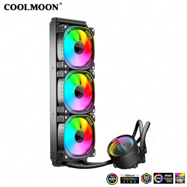 COOLMOON 360mm ARGB Liquid CPU Cooler with Display - Image 9