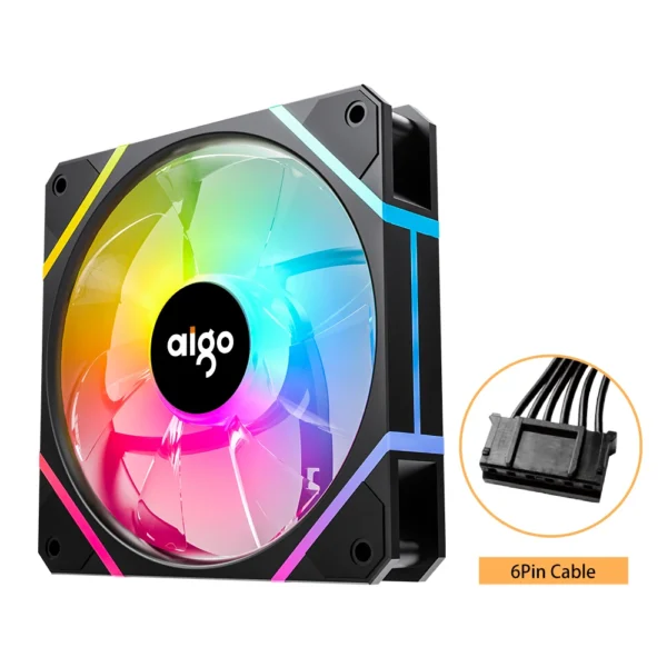 Aigo AM12 120mm RGB PC Fan Kit with Controller - Image 2