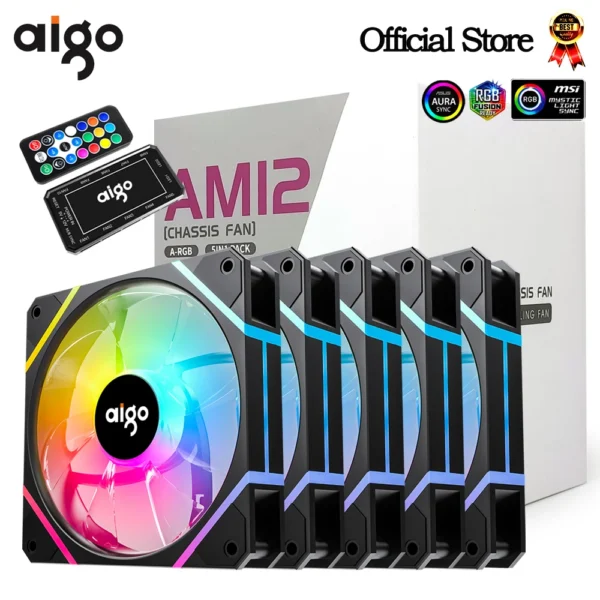 Buy Aigo AM12 120mm RGB PC Fan Kit with Controller in UK, London