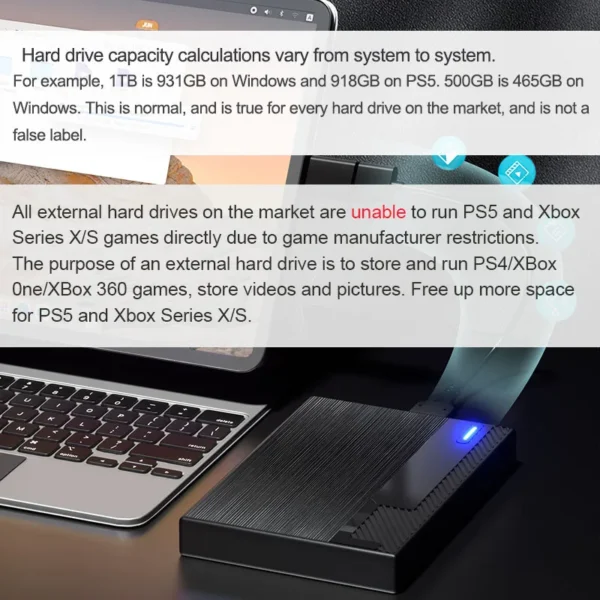 Hirucy 1TB Portable External Hard Drive USB 3.0/USB-C - Image 6
