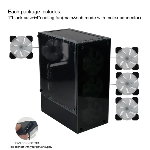 MANMU Mid Tower Gaming PC Case with 4 ARGB Fans - Image 7