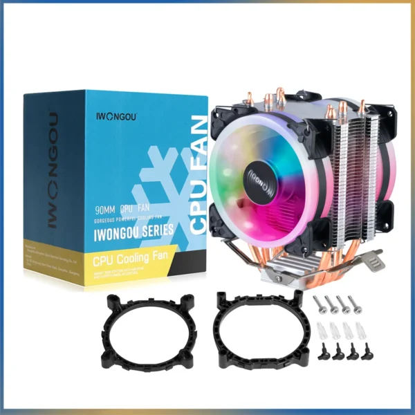 IWONGOU RGB CPU Cooler 4 Heatpipes 90mm Silent Fan - Image 10