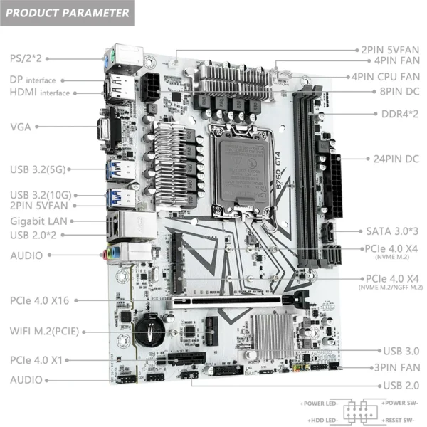 MACHINIST B760 GT4 LGA1700 DDR4 Micro-ATX Motherboard - Image 3