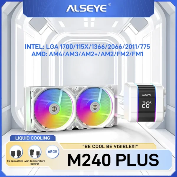 ALSEYE M240 Plus ARGB 240mm AIO Liquid CPU Cooler - Image 2
