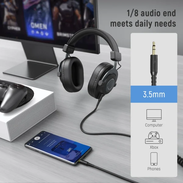 FIFINE H8 Wired Over-Ear Headset with Memory Foam Comfort - Image 4