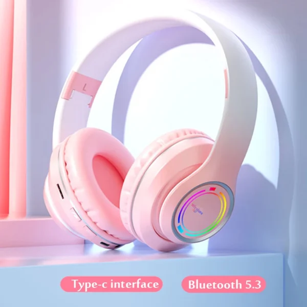 Kids Bluetooth Headphones with Mic & LED Lights – GUZMYYF - Image 4