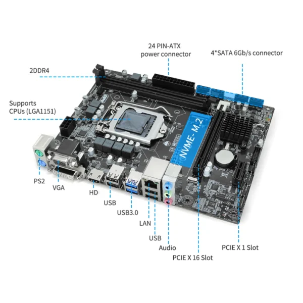 H310 LGA 1151 Micro-ATX Motherboard DDR4 NVMe M.2 - Image 3