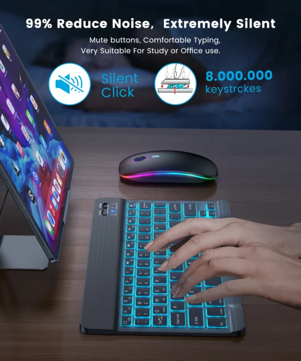 EMTRA Backlit Bluetooth Keyboard & Mouse for Tablet/PC - Image 3