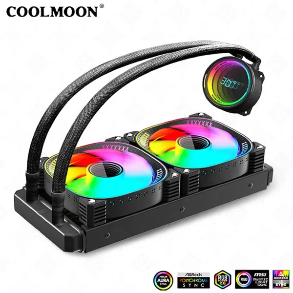 COOLMOON 360mm ARGB Liquid CPU Cooler with Display - Image 7