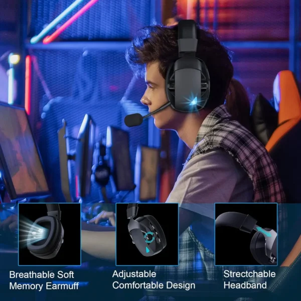 Acinaci Wireless Gaming Headset with ANC & Detachable Mic - Image 4