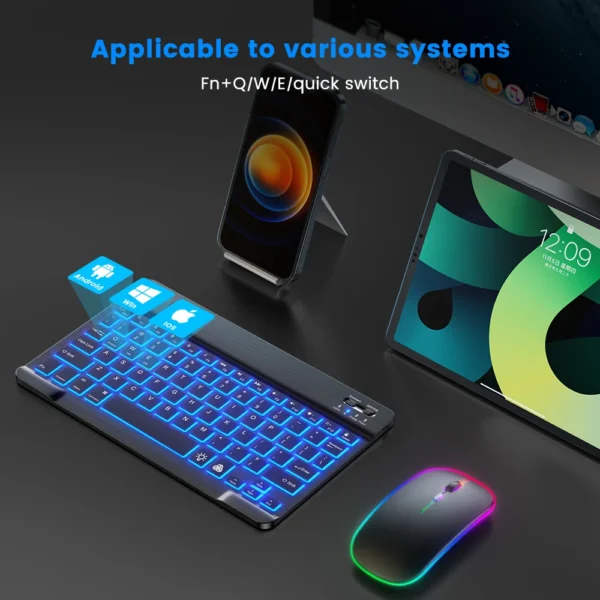 EMTRA Backlit Bluetooth Keyboard & Mouse for Tablet/PC - Image 4