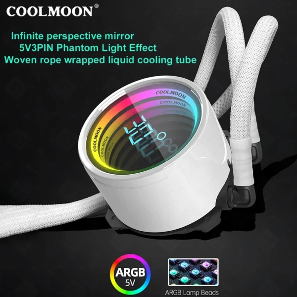 COOLMOON 360mm ARGB Liquid CPU Cooler with Display - Image 4