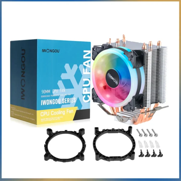 IWONGOU RGB CPU Cooler 4 Heatpipes 90mm Silent Fan - Image 8