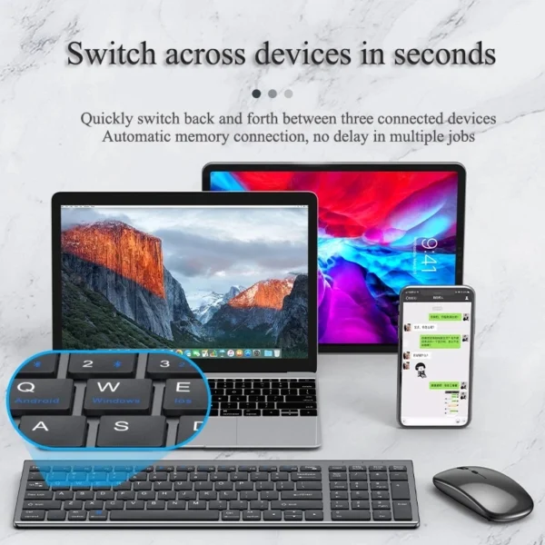 Wireless Keyboard & Mouse Combo Bluetooth 5.0 + 2.4G - Image 2