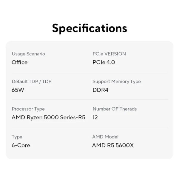 AMD Ryzen 5 5600X 6-Core 12-Thread 4.4GHz CPU - Image 5