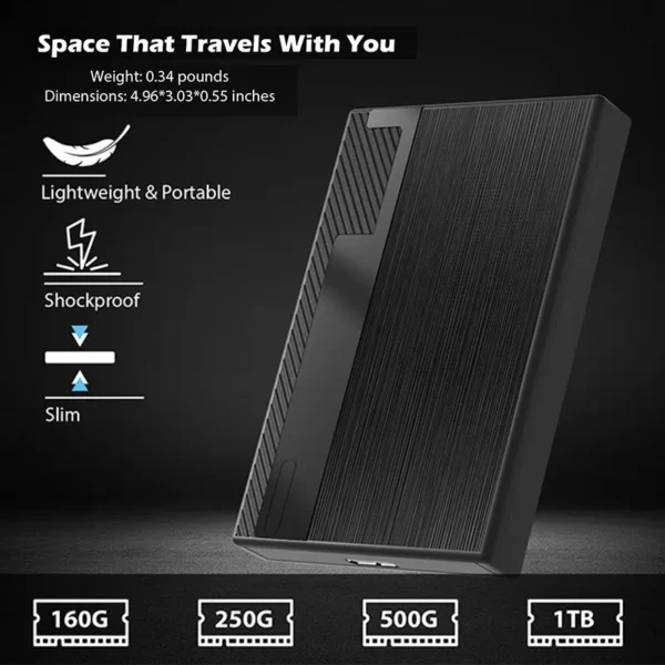 Hirucy 1TB Portable External Hard Drive USB 3.0/USB-C - Image 5