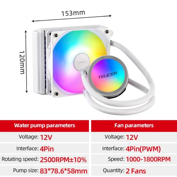 Teucer AF-360 RGB 360mm CPU Liquid Water Cooler - Image 10